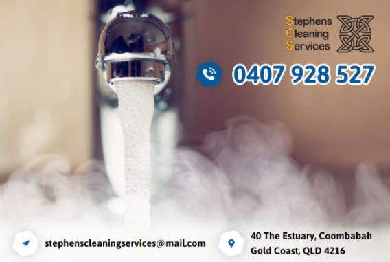 A hand cleaning hot water tap with a cleaning solution