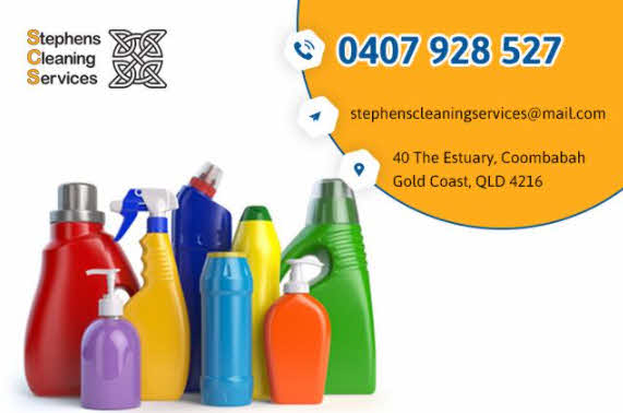Cleaning supplies on a white background